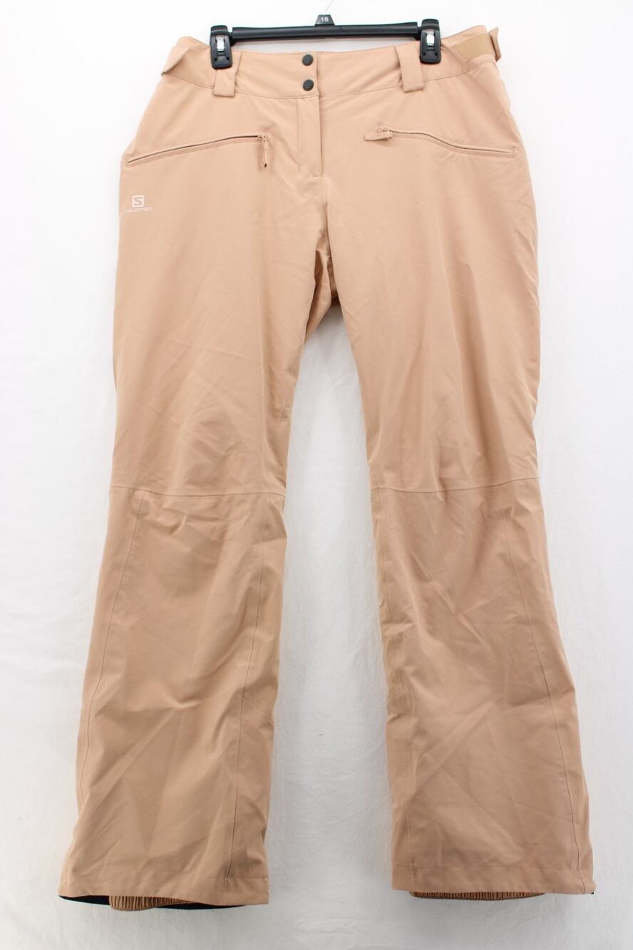 Salomon Edge Snow Pants Womens Large Tan Snowboard Ski Winter Athletic Warm